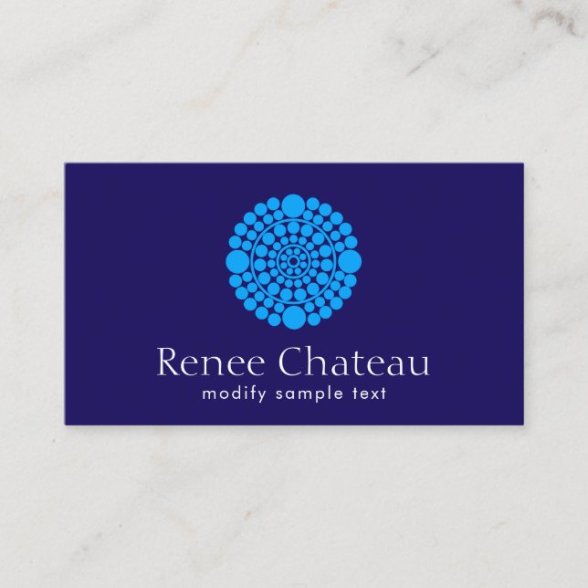 Modern Cobalt Blue  Circle Motif Business Card (Front)