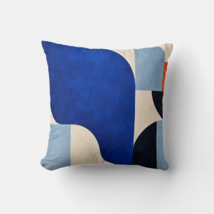 Modern Cobalt Blue Geometric Abstract Throw Pillow