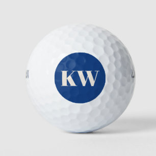 Modern Cobalt Blue Monogram Initials Personalised Golf Balls