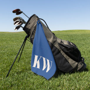 Modern Cobalt Blue Monogram Initials Personalised Golf Towel