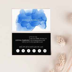 Modern Cobalt Blue Watercolor Blot   Loyalty Card