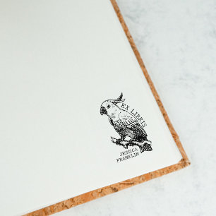 Modern Cockatoo, Library Ex Libris Book  Rubber Stamp