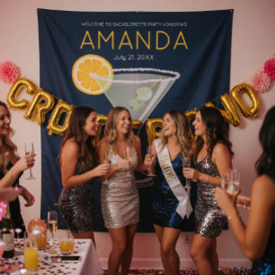 Modern Cocktail Bachelorette Party Photo Backdrop Tapestry