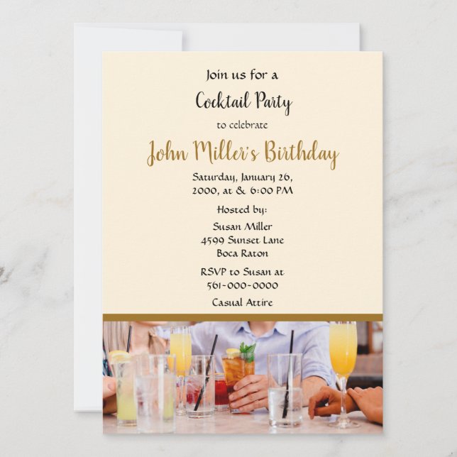 Modern  Cocktail Birthday Party Invitation (Front)