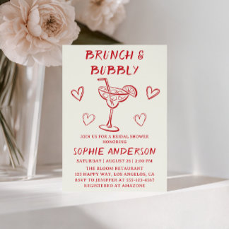Modern Cocktail Brunch & Bubbly Bridal Shower      Invitation