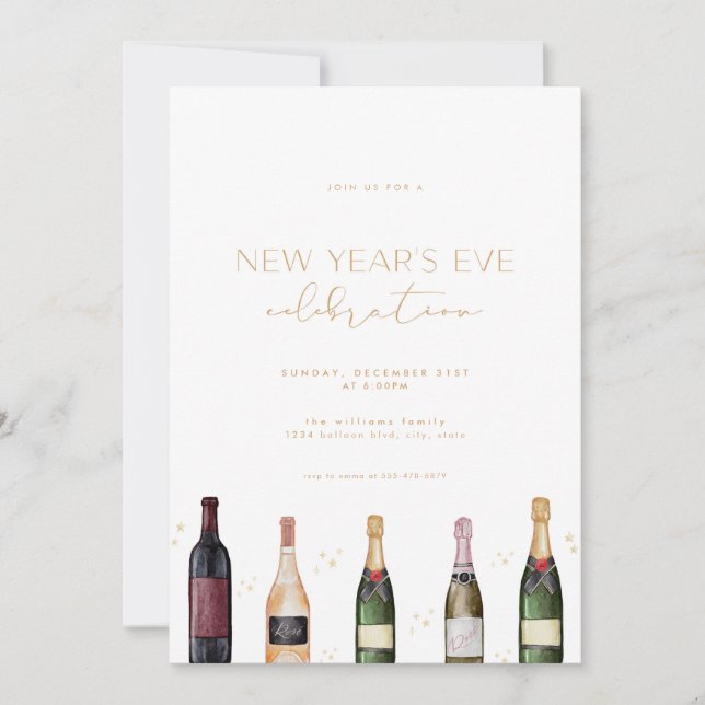 Modern Cocktail New Years Eve Party Invitation (Front)