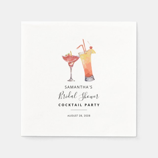 Modern Cocktail Party Bridal Shower Paper Napkin (Front)