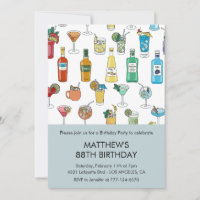 Modern Cocktail Pattern Contemporary 88th birthday