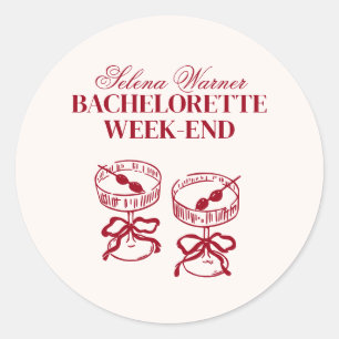 Modern Cocktails Bachelorette Weekend Classic Round Sticker
