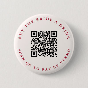 Modern Cocktails Bachelorette Weekend QR Code  6 Cm Round Badge