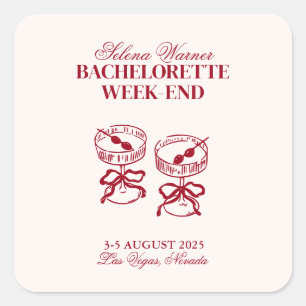 Modern Cocktails Bachelorette Weekend Square Sticker