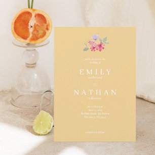 Modern Cocktails Citrus Watercolor Floral Paradise Invitation