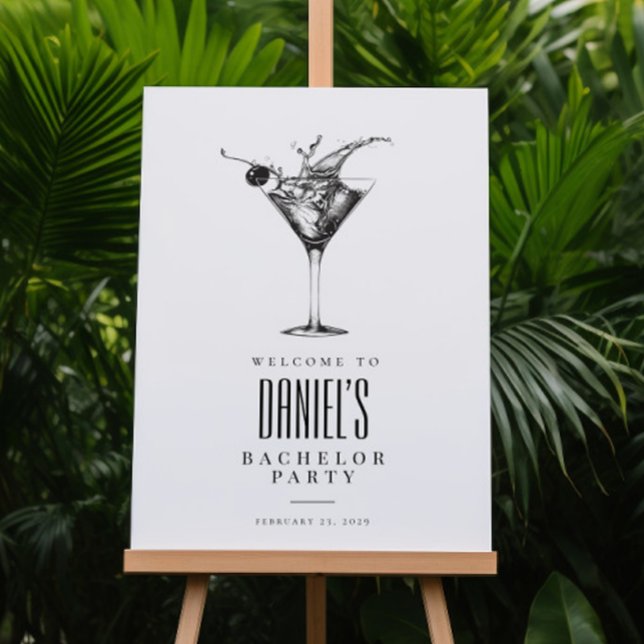 Modern Cocktails Drink Bachelor Party Welcome Sign (Creator Uploaded)