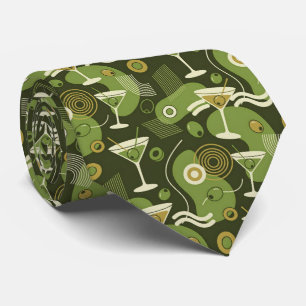 Modern Cocktails   Olive Green Martini Neck Tie