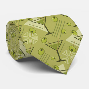 Modern Cocktails   Olive Green Martini Neck Tie