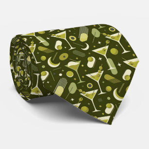 Modern Cocktails   Olive Green Martini Neck Tie