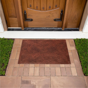 Modern Cocoa Brown Faux Leather  Doormat