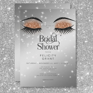 Modern Cocoa Brown Glam Eyes Bridal Shower Invitation