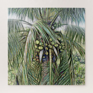 Modern Coconuts Palm Tree Tropical Greenery    Jigsaw Puzzle