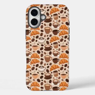 Modern Coffee Aesthetic Pattern iPhone 16 Plus Case
