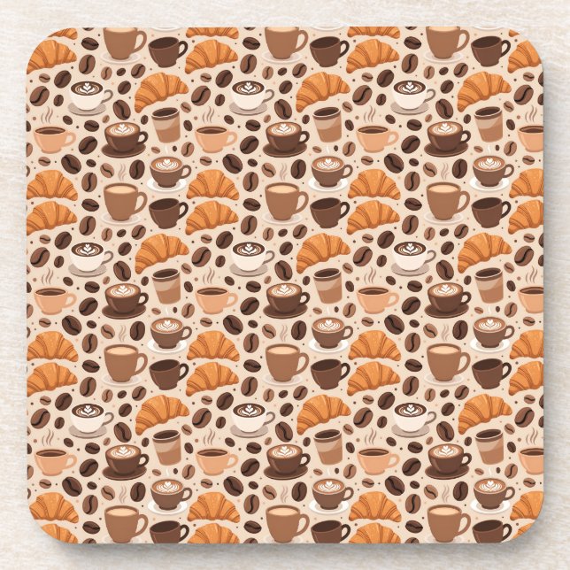 Modern Coffee Aesthetic Pattern Coaster (Front)