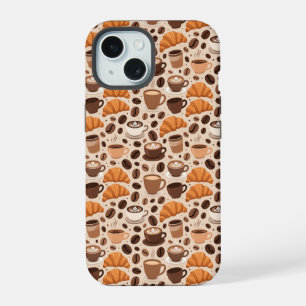 Modern Coffee Aesthetic Pattern iPhone 15 Case