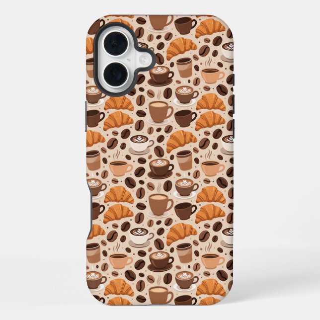 Modern Coffee Aesthetic Pattern iPhone Case (Back)