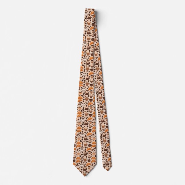 Modern Coffee Aesthetic Pattern Tie (Front)