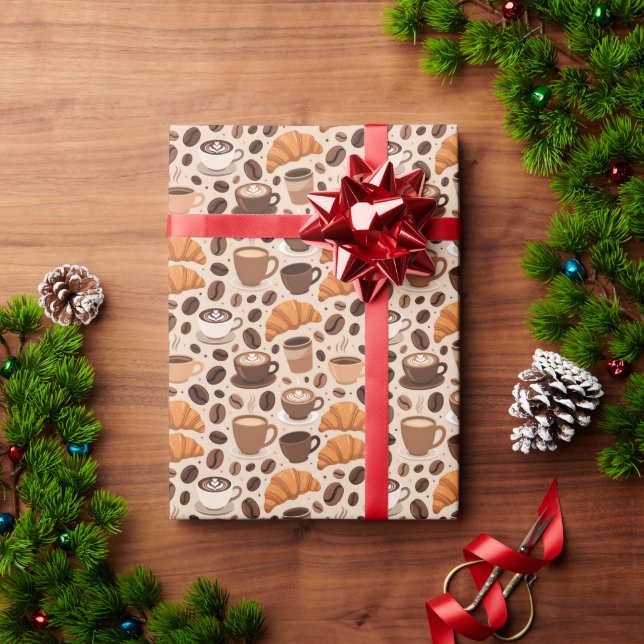 Modern Coffee Aesthetic Pattern Wrapping Paper (Holiday Gift)