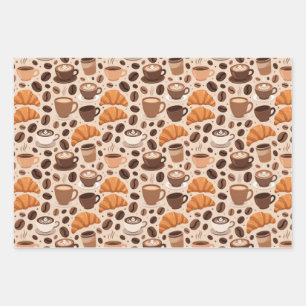 Modern Coffee Aesthetic Pattern Wrapping Paper Sheet