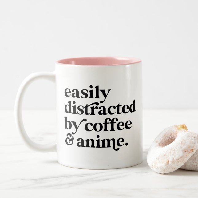 Modern Coffee & Anime Lover Personalised Two-Tone Coffee Mug (With Donut)