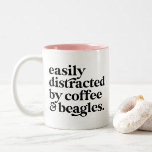 Modern Coffee & Beagle Dog Lover Personalised Two-Tone Coffee Mug
