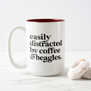Modern Coffee & Beagle Dog Lover Personalised Two-Tone Coffee Mug