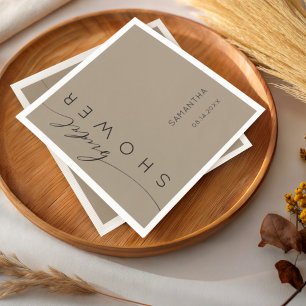 Modern Coffee Beige Bridal Shower Napkin