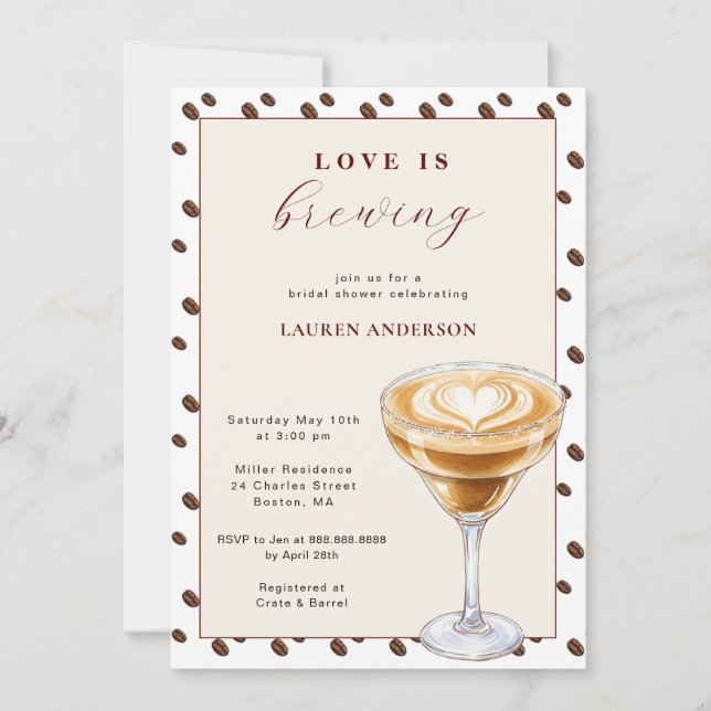 Modern coffee Bridal Shower Invitation (Front)
