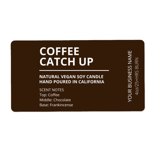 Modern Coffee Brown Candle Labels (Front)