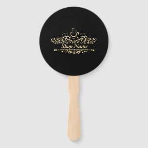 Modern coffee cafe Bakery welcome custom Logo name Hand Fan