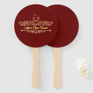 Modern coffee cafe Bakery welcome custom Logo name Hand Fan