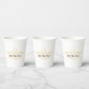 Modern coffee cafe Bakery welcome custom Logo name Paper Cups