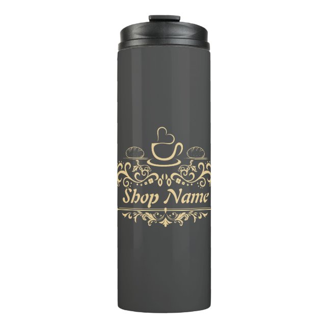 Modern coffee cafe Bakery welcome custom Logo name Thermal Tumbler (Front)