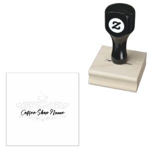 Modern Coffee cafe shop welcome Personalise name Rubber Stamp