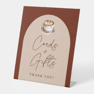 Modern Coffee Cards + Gifts Bridal Shower Pedestal Sign