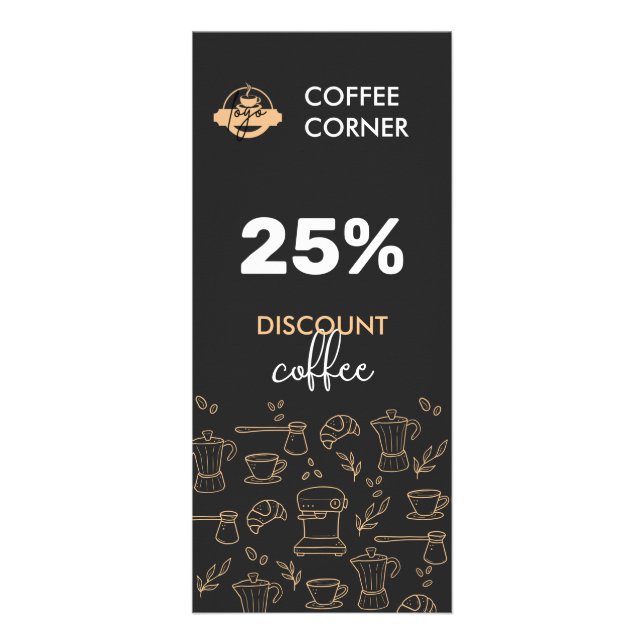 Modern Coffee Discount Card with Logo and QR Code (Front)