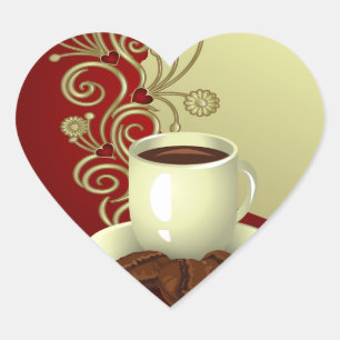 Modern Coffee Lover Heart Sticker