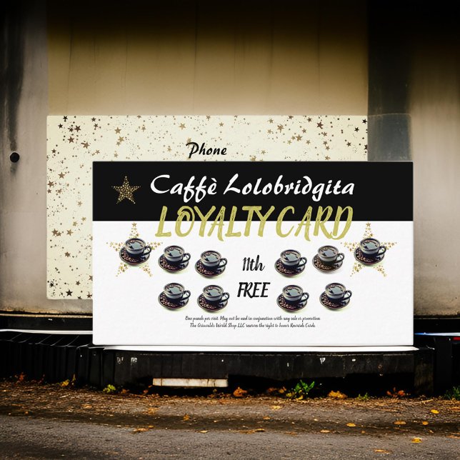 Modern Coffee Loyalty Cards Promotional Gold Black (Creator Uploaded)