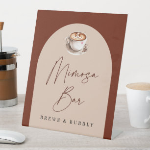 Modern Coffee Mimosa Bar Bridal Shower Pedestal Sign
