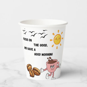Modern coffee mug with motivational quote printed paper cups