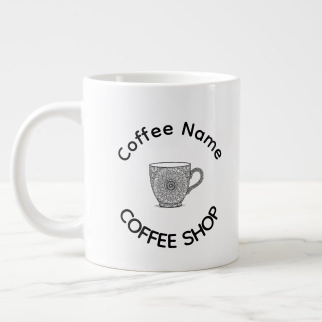 Modern Coffee Shop Café tea Bar Custom Barista  Large Coffee Mug (Left)
