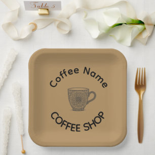 Modern Coffee Shop Café tea Bar Custom Barista  Paper Plate