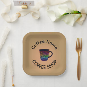 Modern Coffee Shop Café tea Bar Custom Barista  Paper Plate